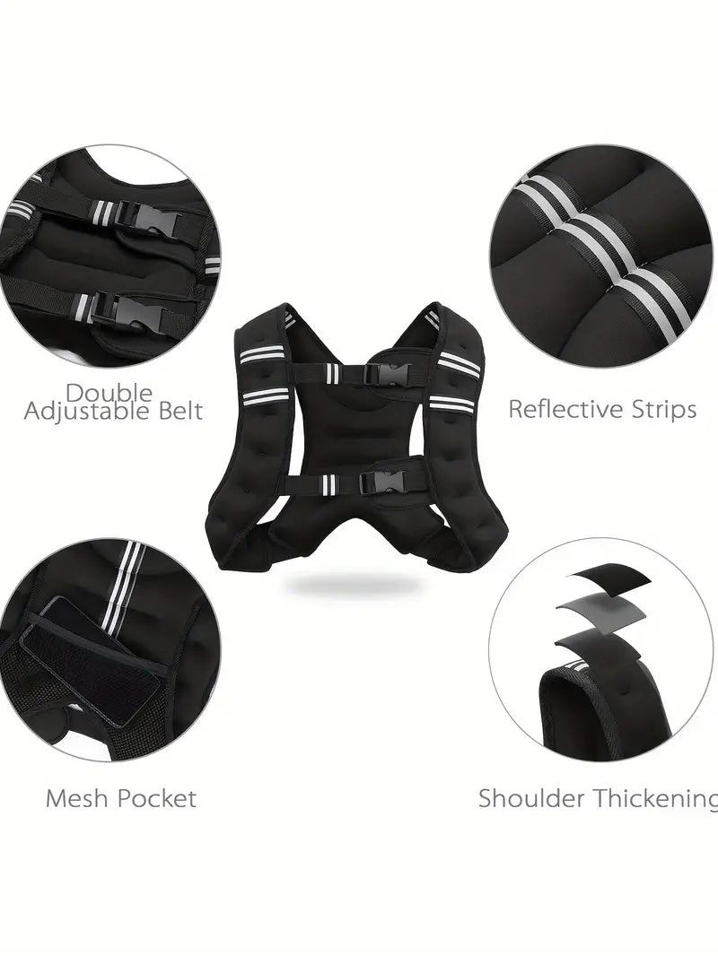 NNETM 18Lbs Weighted Vest - Adjustable, Solid Black