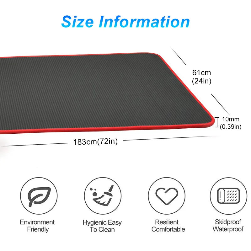 NNEOBA 10MM Extra Thick Non-Slip NRB Yoga Mat 183x61cm Black