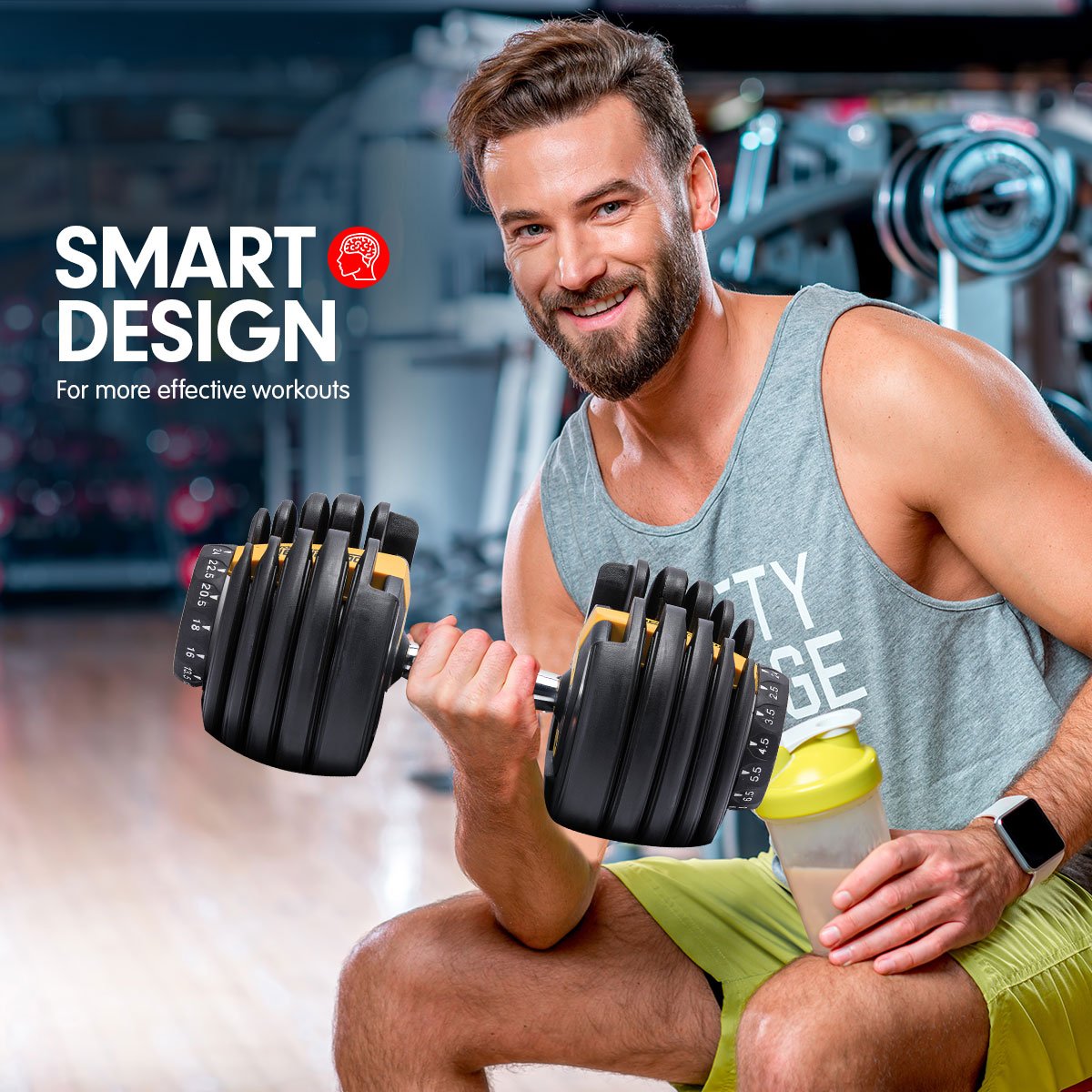 NNEDSZ 48kg Adjustable Dumbbell Home Gym Set Gold