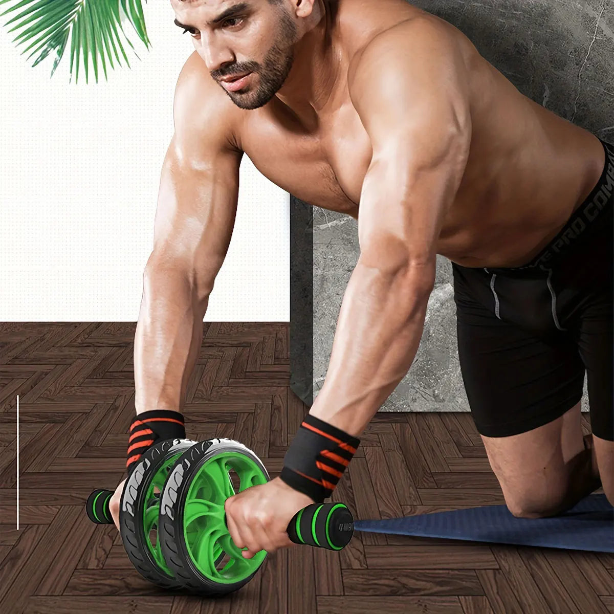 NNEOBA Double-Wheeled Ab Roller Non-Slip Muscle Trainer Green