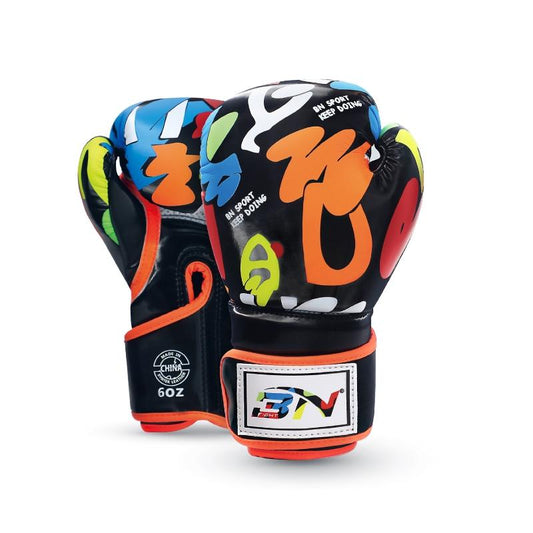 NNEDSZ Kids' 6Oz Boxing Gloves For Training And Fighting - Graffiti Design - White