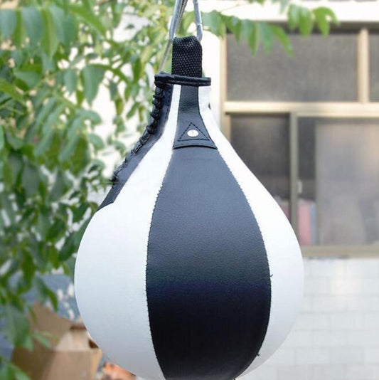 NNEDSZ Adult Hanging Speed Ball For Boxing Fitness - Free Punching Bag - Pear Shape Red & Black