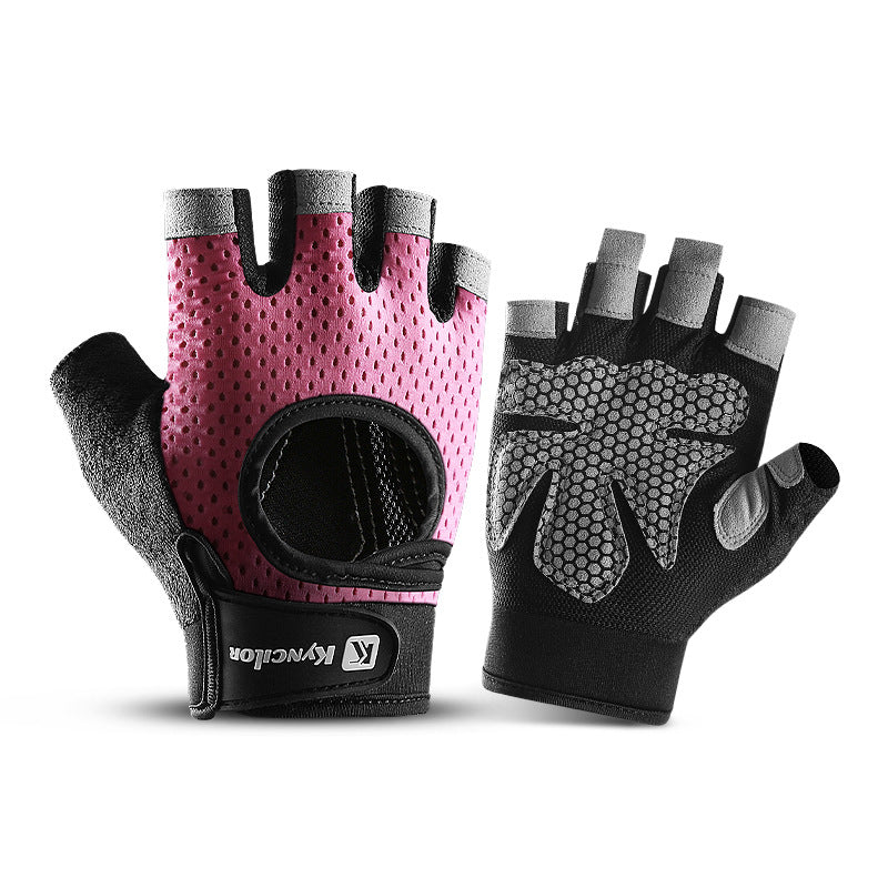 NNEDSZ S Pink Fingerless Sports Gloves - Non-Slip Silicone Palm Pads for Cycling, Weightlifting, and Fitness Training