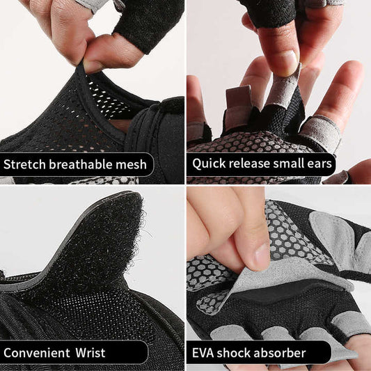 NNEDSZ S Pink Fingerless Sports Gloves - Non-Slip Silicone Palm Pads for Cycling, Weightlifting, and Fitness Training