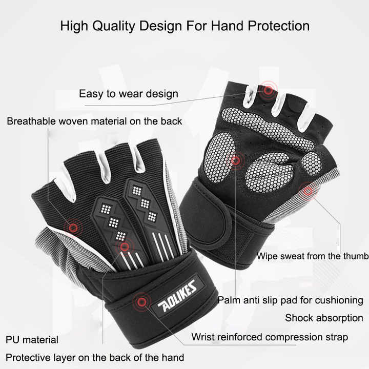 NNEDSZ M Red Fingerless Workout Gloves with Wrist Support - Non-Slip, Breathable Gym Gloves for Weightlifting and Cycling