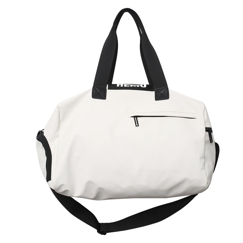 NNEDSZ White Durable PU Leather Sports Gym Bag - Waterproof, Lightweight Travel Duffle Bag with Adjustable Strap