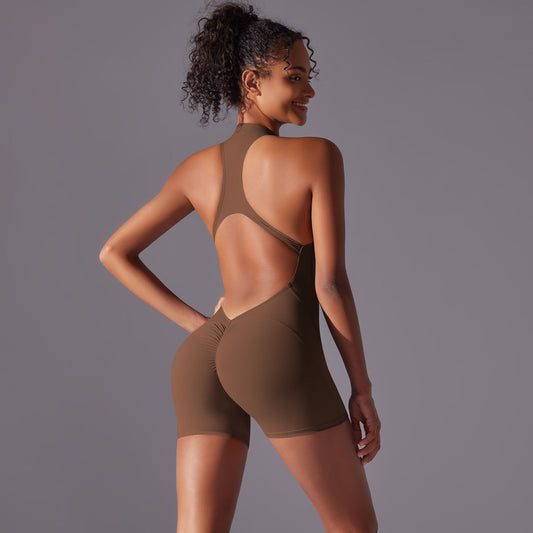 NNEDSZ Size XL Brown High-Impact Seamless Bodysuit - Nude Feel Yoga & Fitness Romper